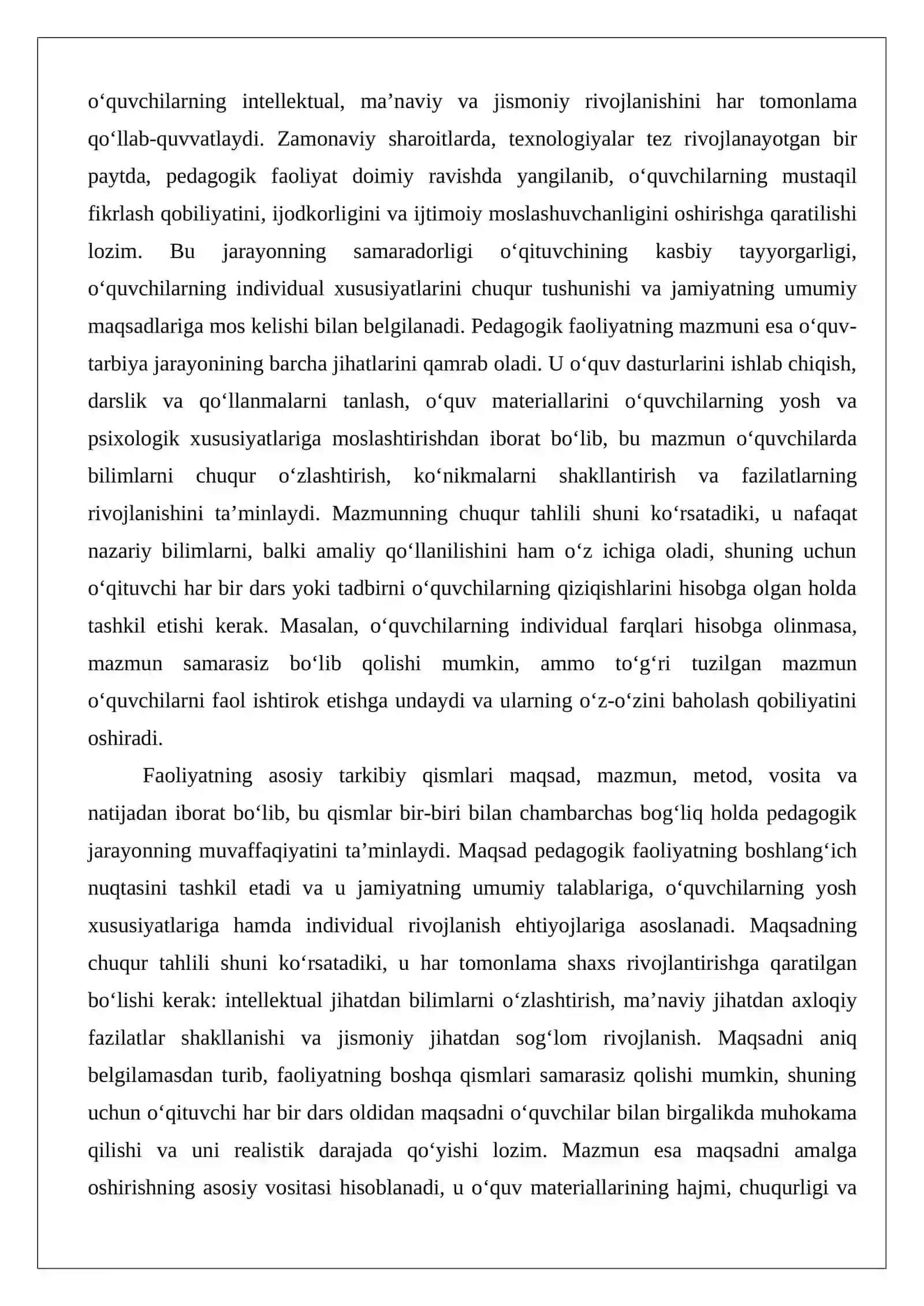 Pedagogik faoliyatning tuzilishi va turlari. Pedagogik mahoratning asosiy komponentlari 3