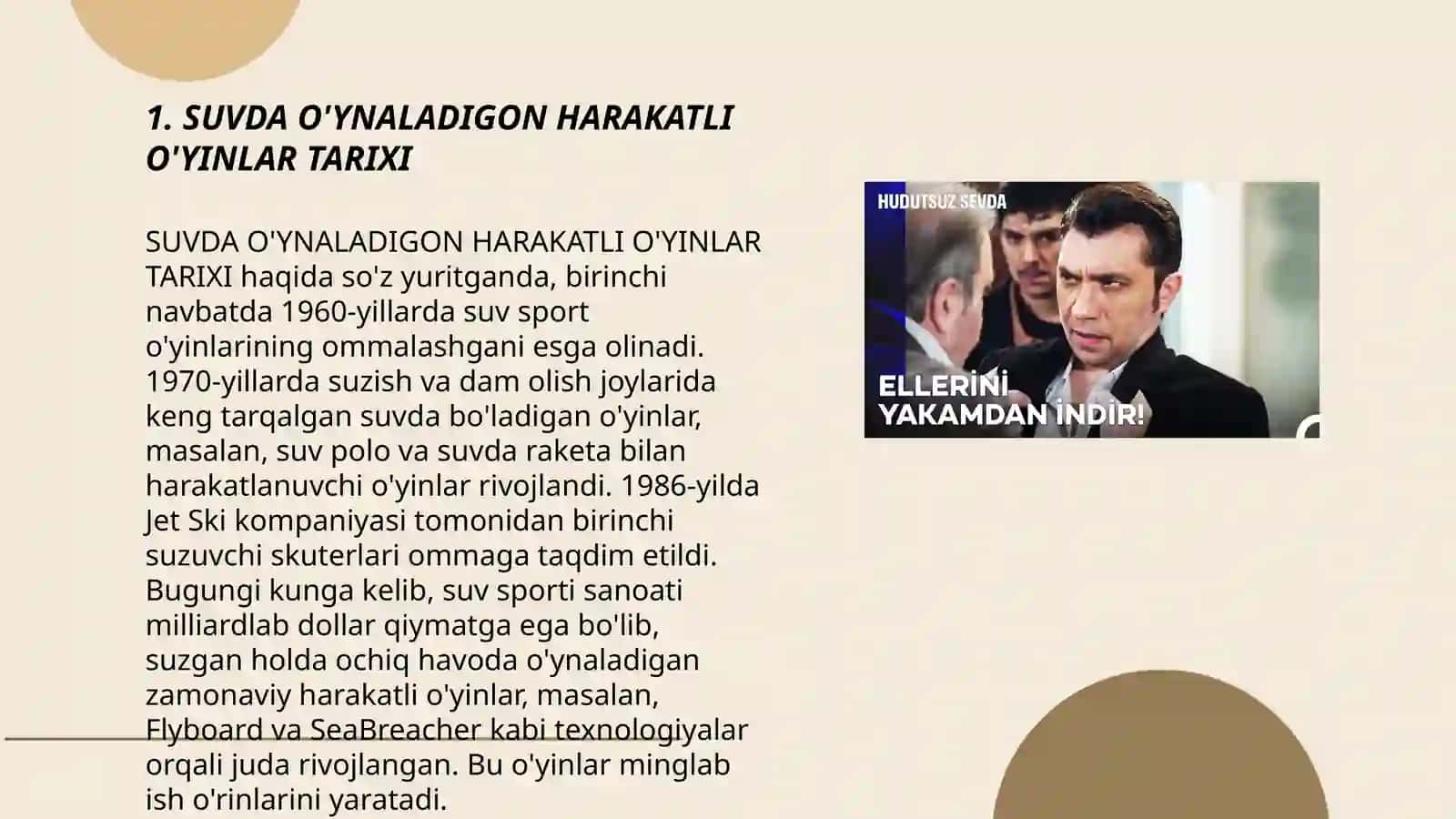 SUVDA O'YNALADIGON HARAKATLI O'YINLAR TARIXI 3