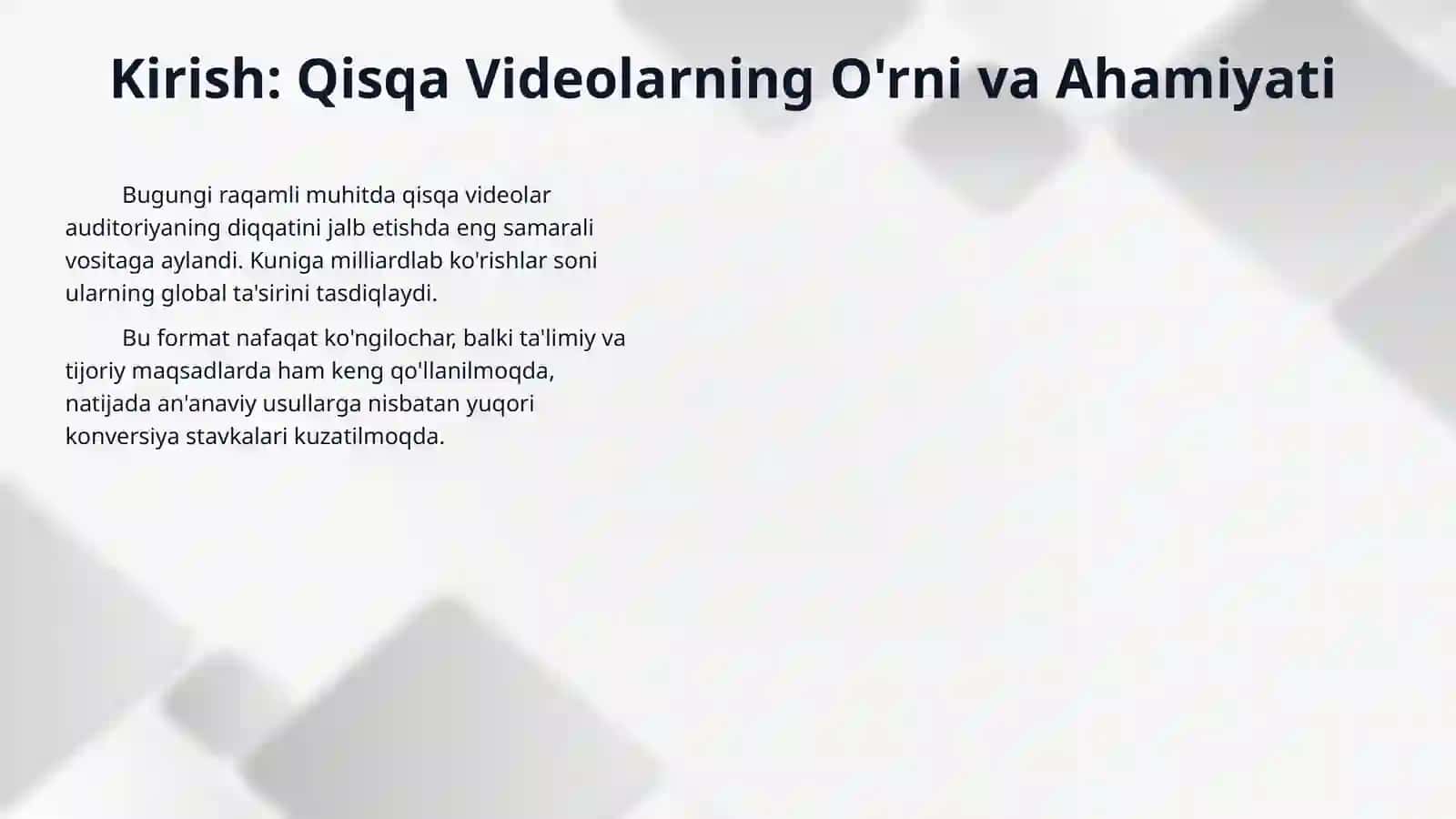 Qisqa video: 1 daqiqada g'oya berish san'ati 3