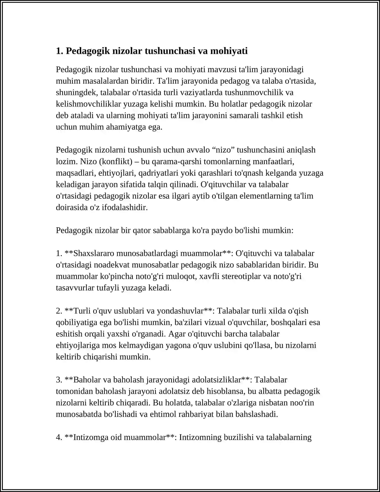 PEDAGOGIK NIZOLAR VA ZIDDIYATLARNING FALSAFIY, PEDAGOGIK -PSIXOLOGIK TASNIFI 3