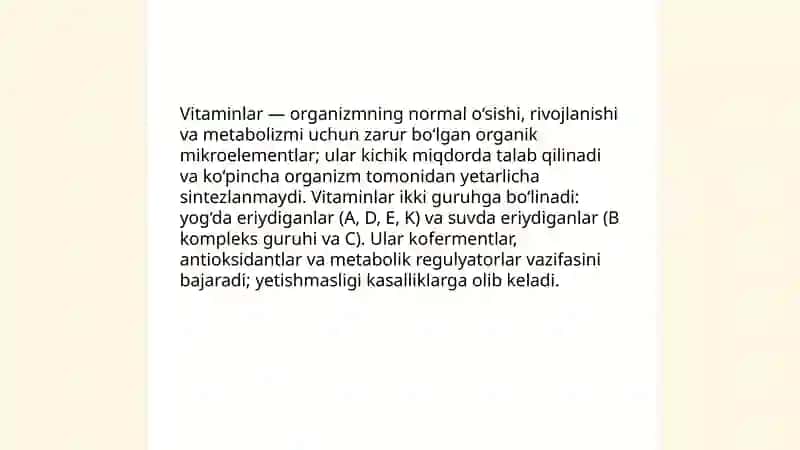 Vitaminlar va ularning organizm uchun ahamiyati 3