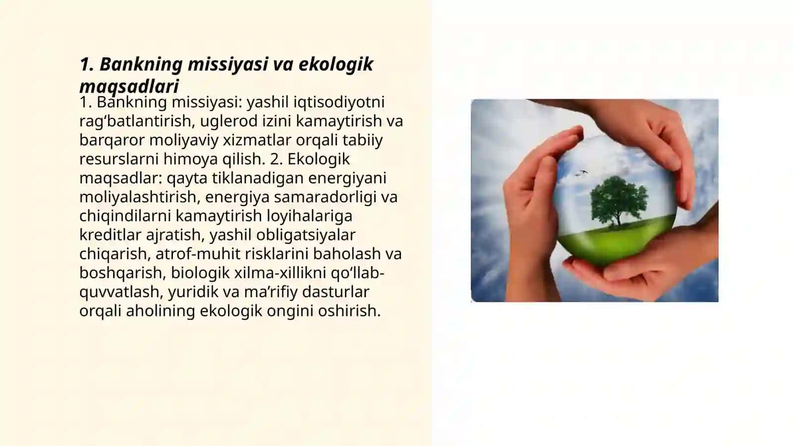 Ekologiyani asrash uchun bank tashkil etish 3