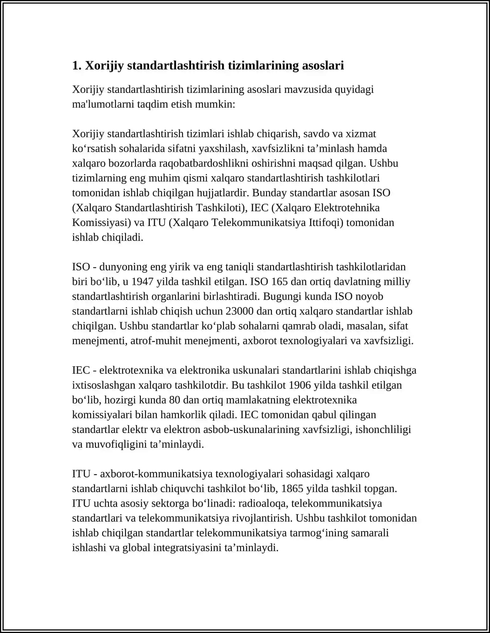 XORIJIY DAVLAT STANDARTLASHTIRISH TIZIMI 3
