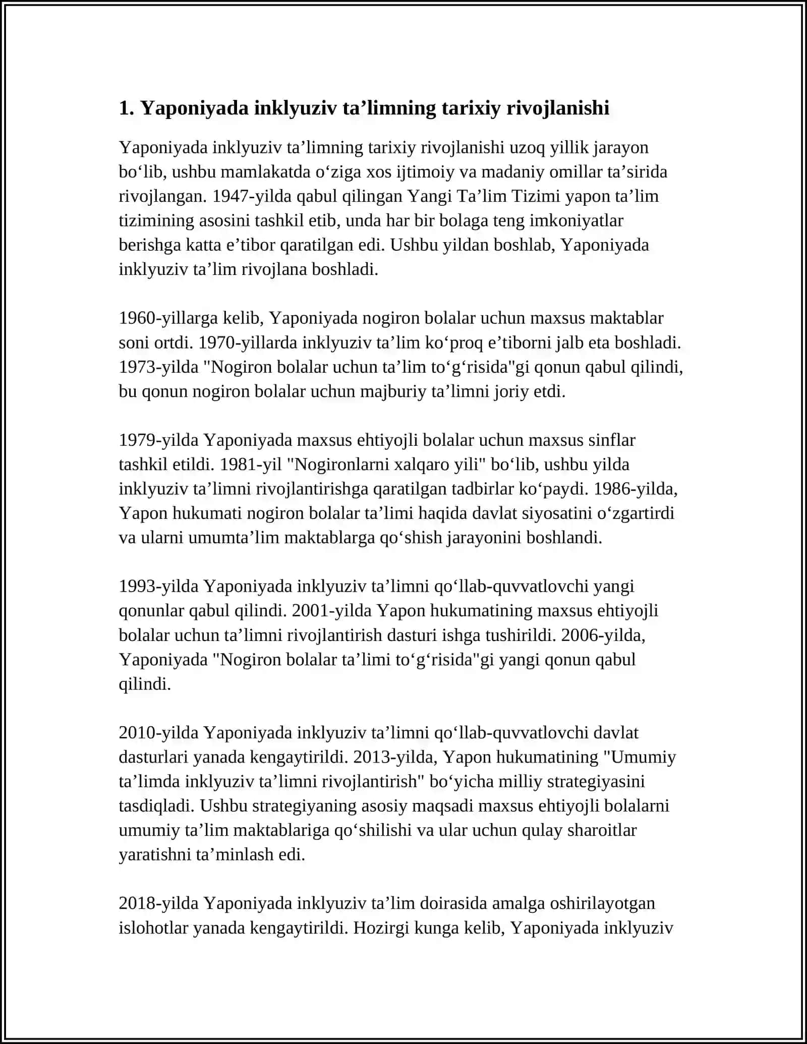 YAPONİYADA İNKLYUZİV TAʼLİM TIZIMİNİ OʻRGANISH 3