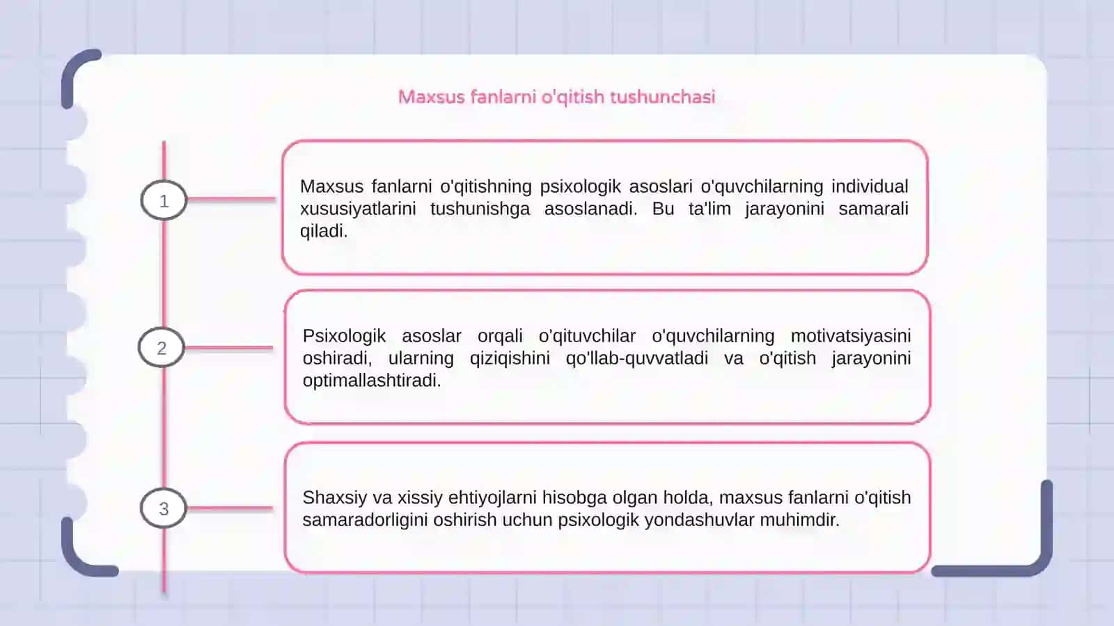 Maxsus fanlarni o'qitishning psixologik asoslari 3