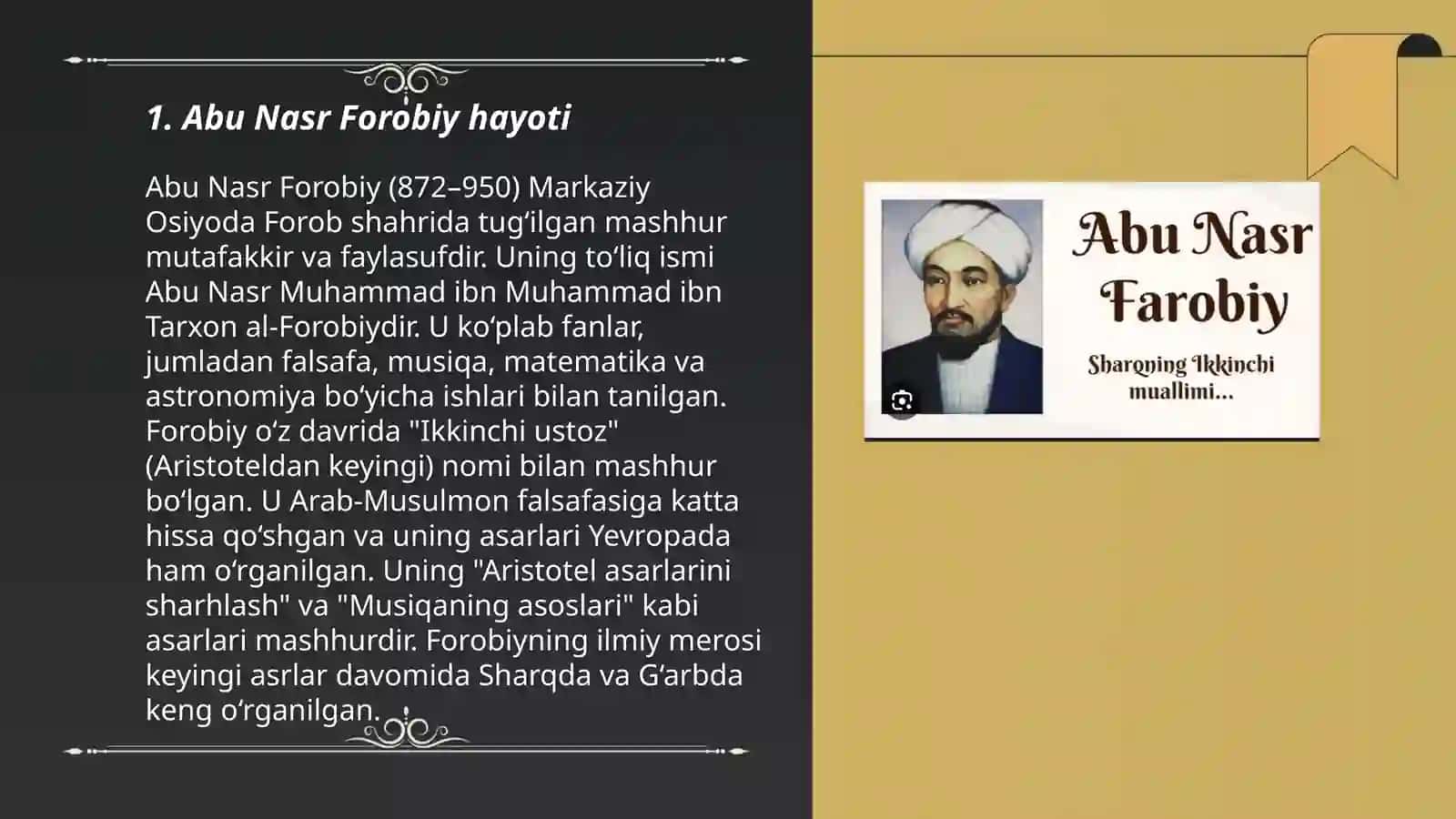 Abu Nasr Forobiy ulugʻ qomusiy alloma 3