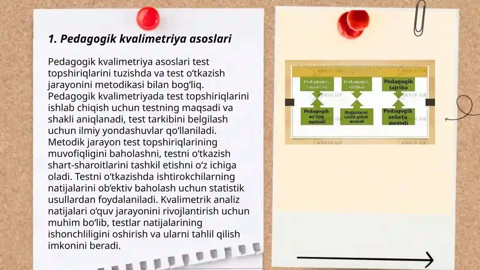 Pedagogik kvalimetriya metodlari vositasida test topshiriqlarini tuza olish, test o‘tkazish jarayonining metodikasi 3