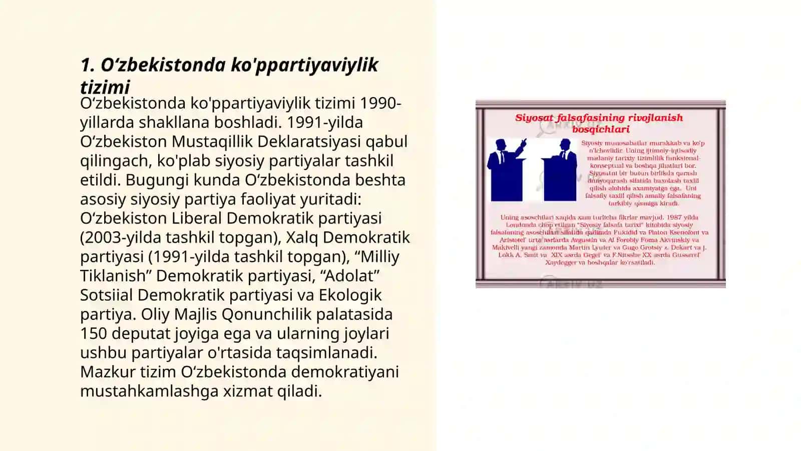 Oʻzbekistondagi siyosiy jarayonlarning oʻziga xos xususiyatlarini tahlil qilish 3