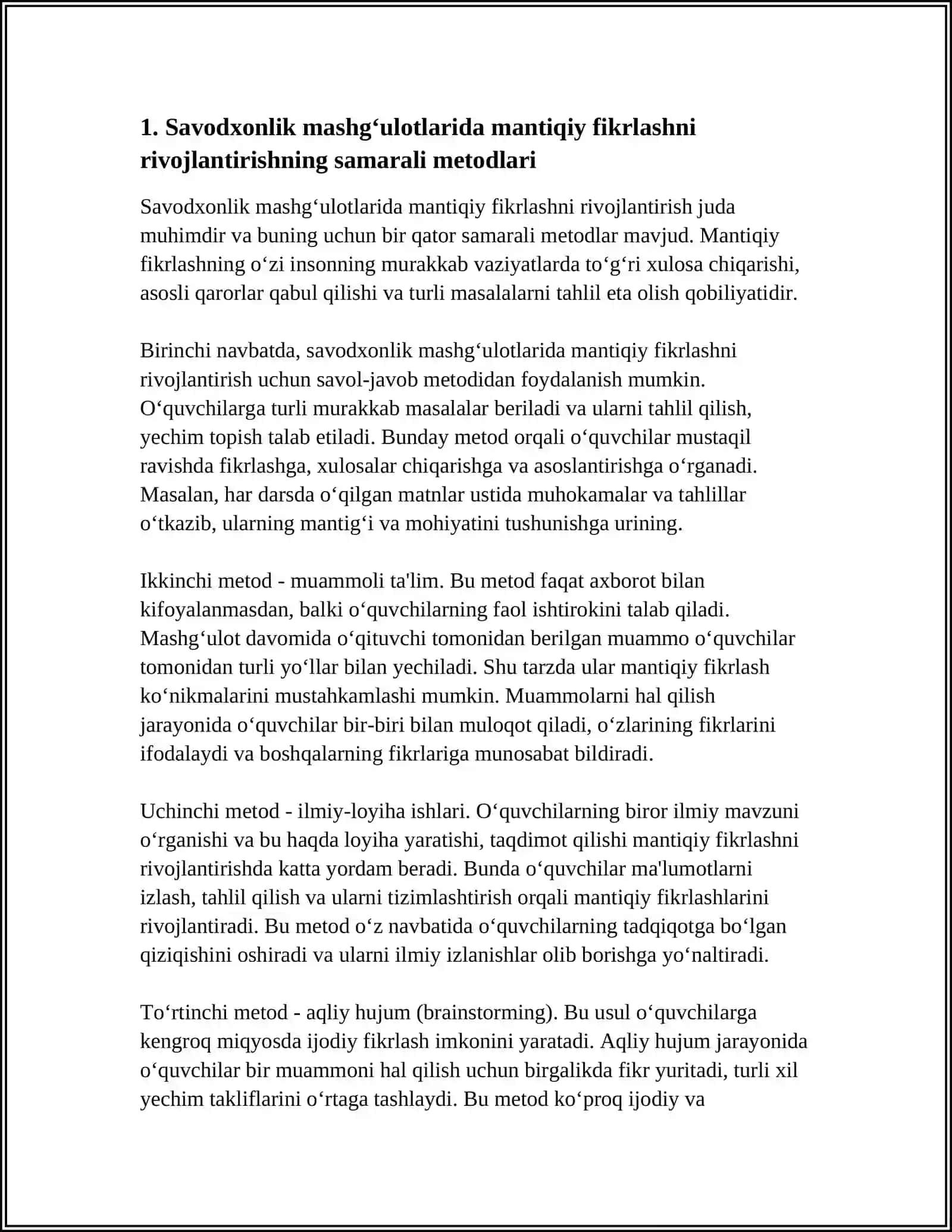 SAVODXONLIK MASHGʻULOTLARIDA MANTIQIY FIKRLASHNI RIVOJLANTIRISH 3
