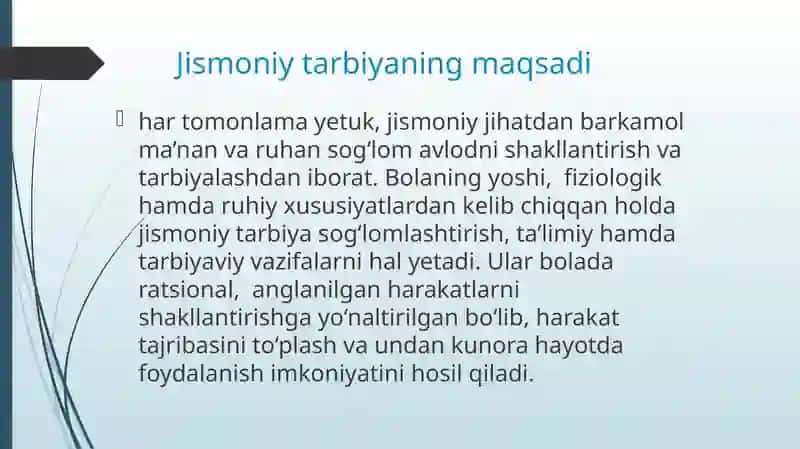 Jismoniy tarbiya fanining maqsadi va vazifalari 3