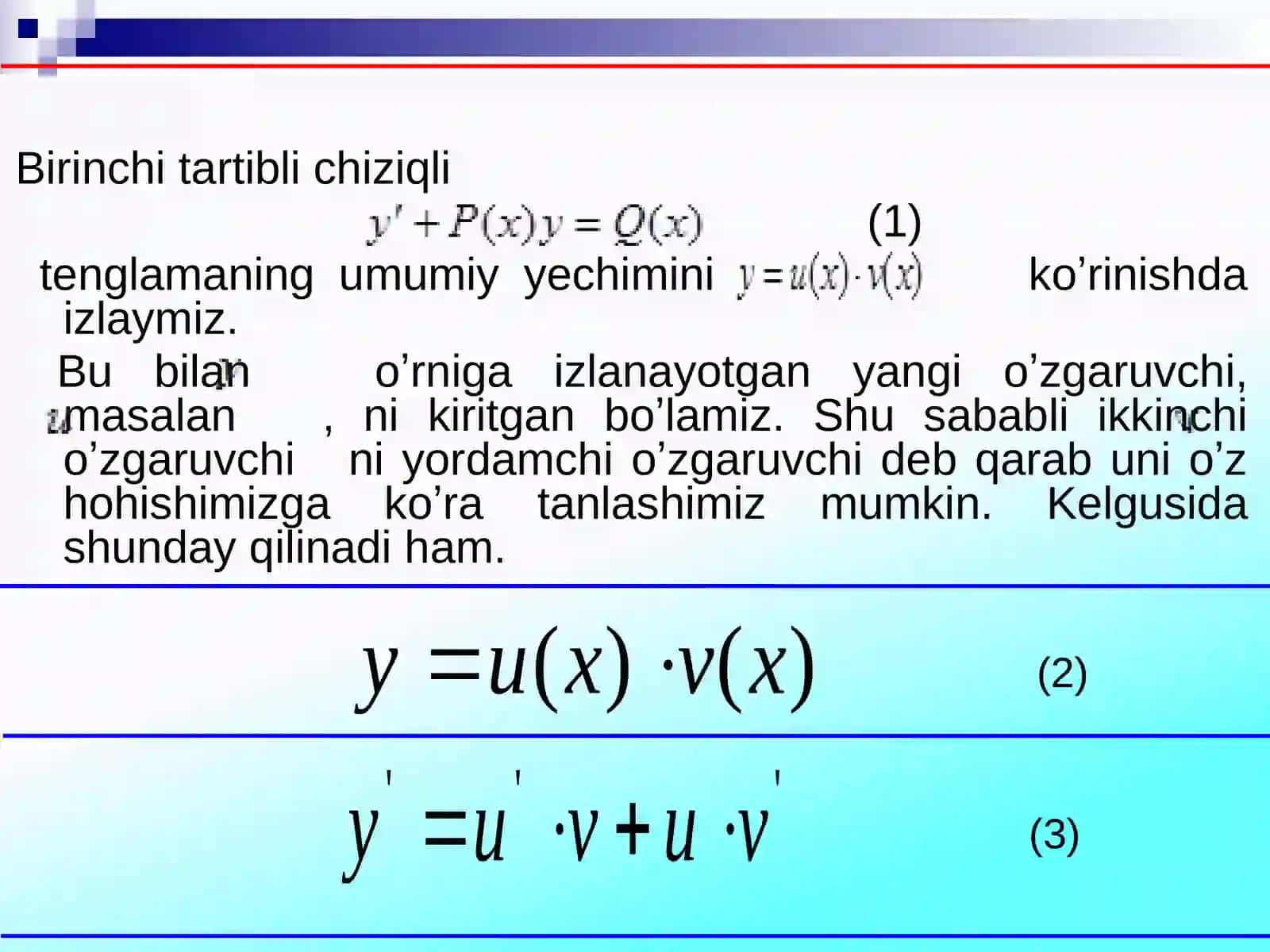Chiziqli differentsial tenglamalar va ularni yechishning Lagranj va Bernulli ucullari 3