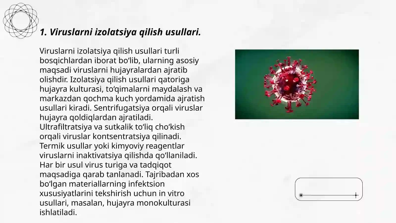 Viruslarni ajratib olishda qoʻllaniladigan hujayra kulturalari olinishi,qoʻllanilishi 3