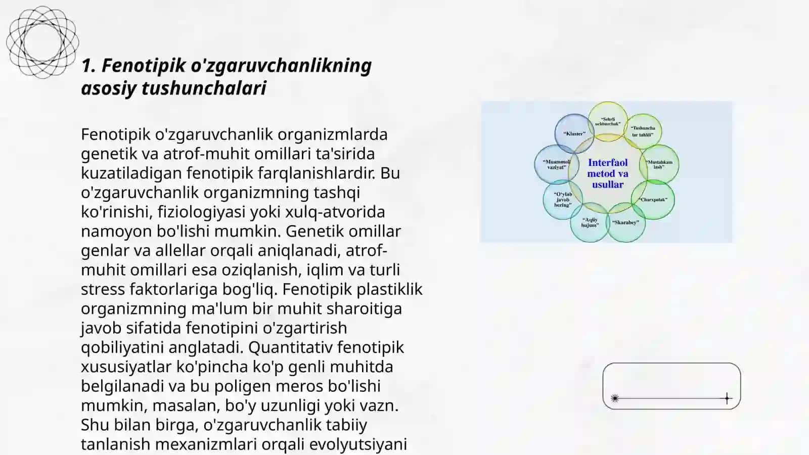 Fenotipik o'zgaruvchanlik mavzusini o'qitish metodikasi 3