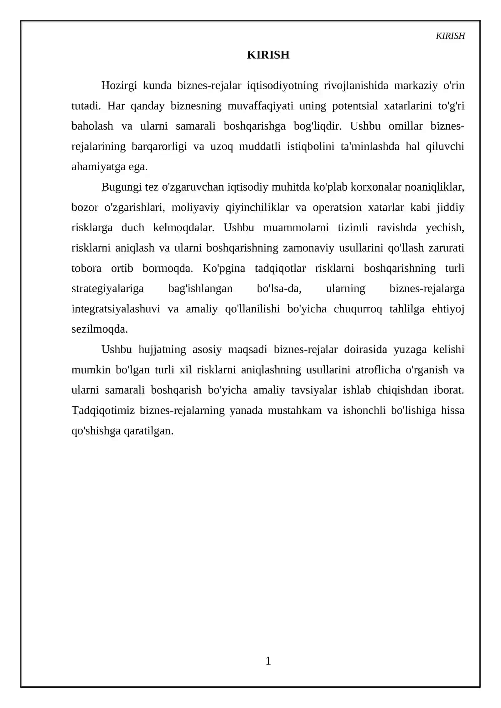 Biznes-rejada risklarni aniqlash va ularni boshqarish usullari 3