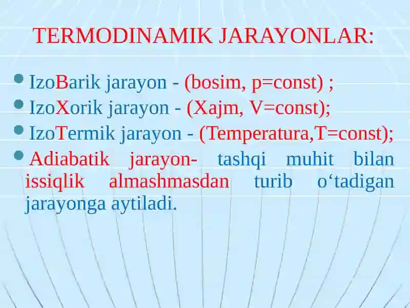 Termodinamika qonunlari va ularning tadbiqini o'rganish 3
