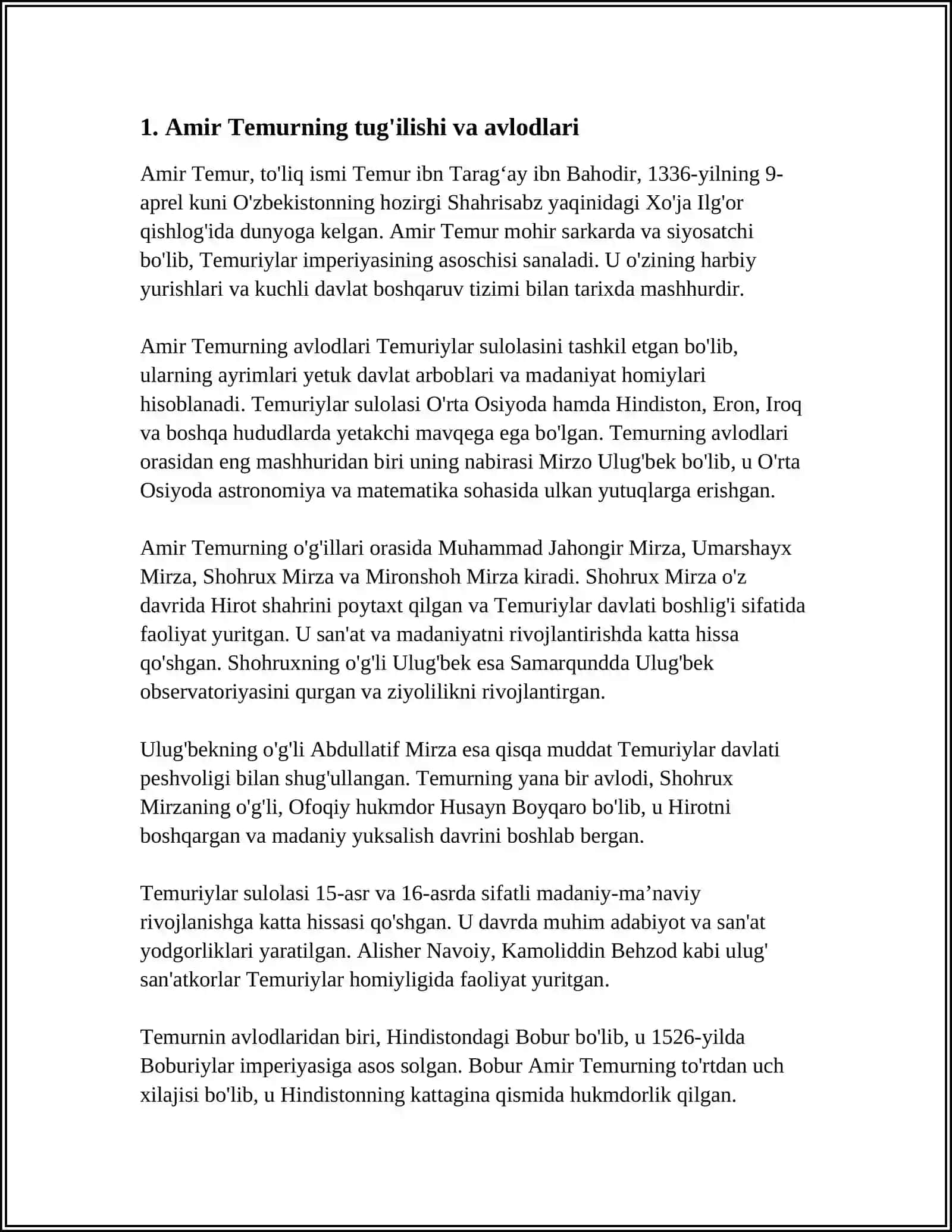 AMIR TEMUR HUKMDORLIK DAVRI 3