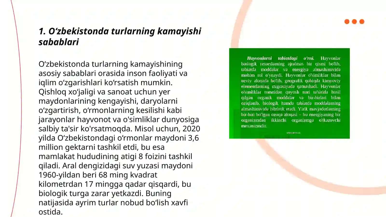 O‘zbekistonda populatsiyalar soni kamayib borayotgan o‘simlik va hayvonot turlari 3