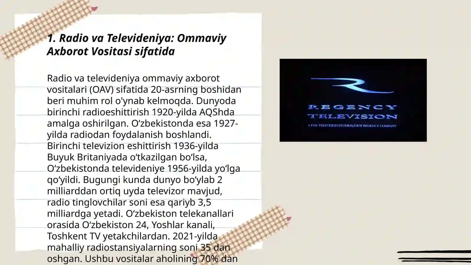 Radio va Televideniya: Ommaviy Axborot Vositasi sifatida 3