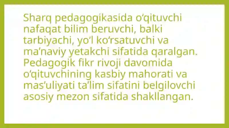 Pedagogik fikr taraqqiyotida o‘qituvchining kasbiy mahorati va mas’uliyati 3