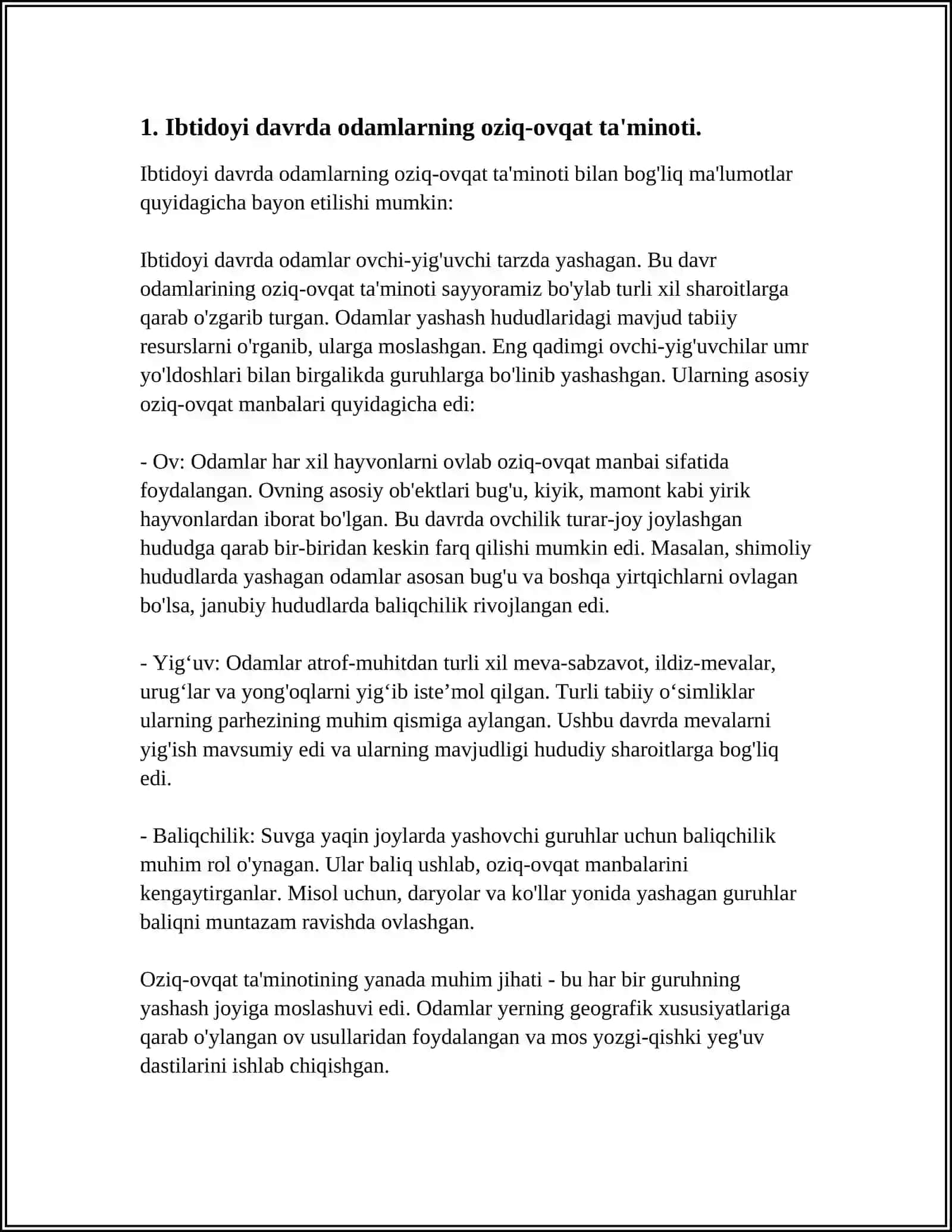 IBTIDOIY DAVR ODAMLARINING HAYOT TARZI VA MADANIYATLARINI TIKLASH 3