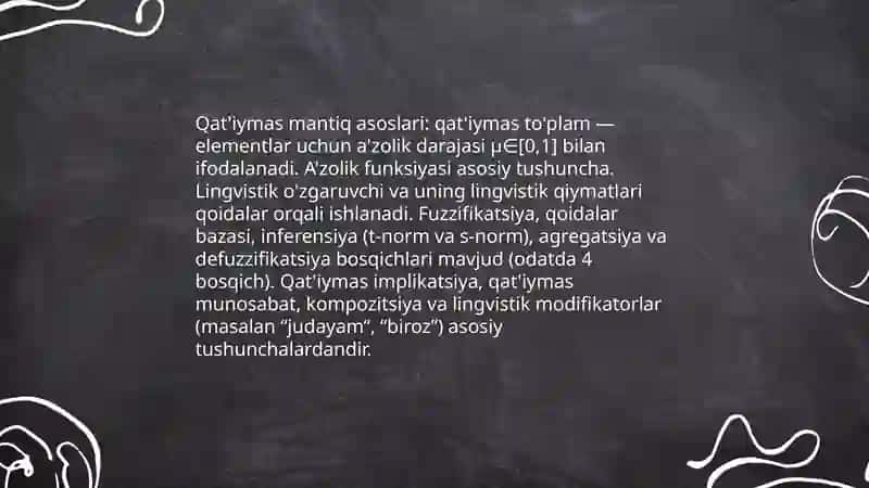 Qat'iymas mantiqqa asoslaigai tizimlar. Qat'iiymas neyron to'rlar 3