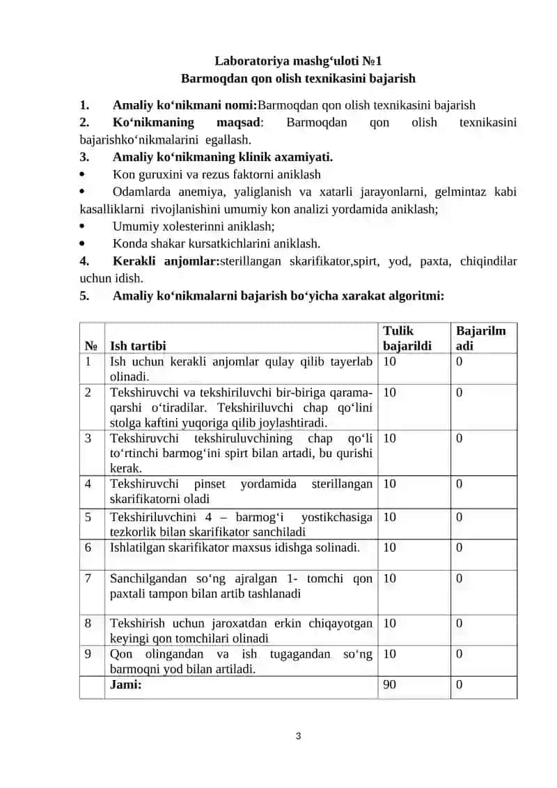 Barmoqdan qon olish texnikasini bajarish 3