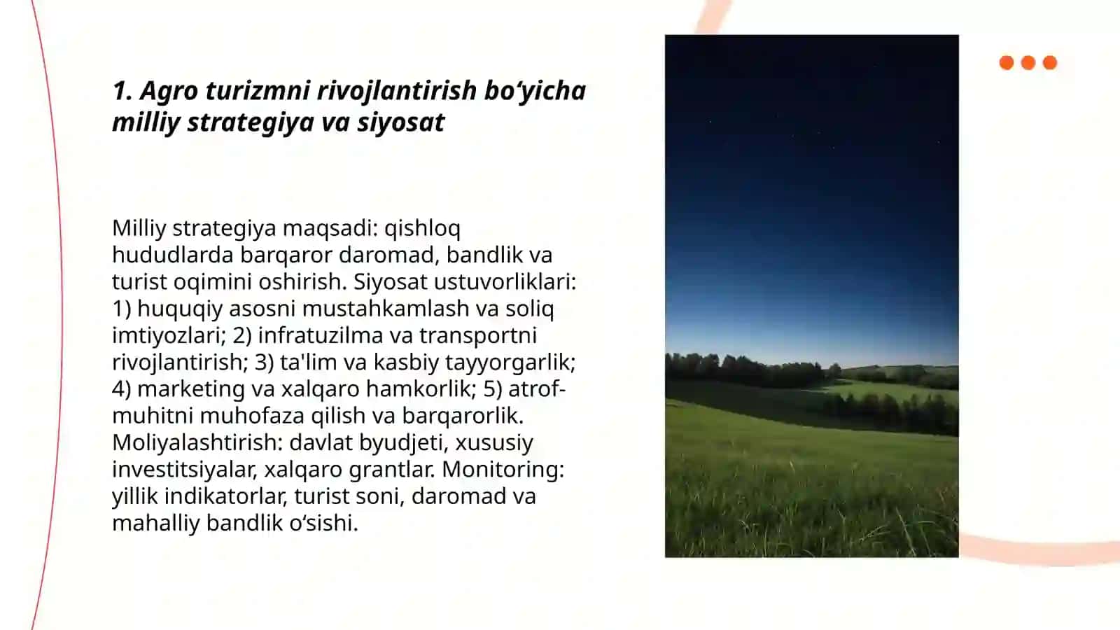 Agro turizmni rivojlantirish bo‘yicha milliy strategiya va siyosat 3