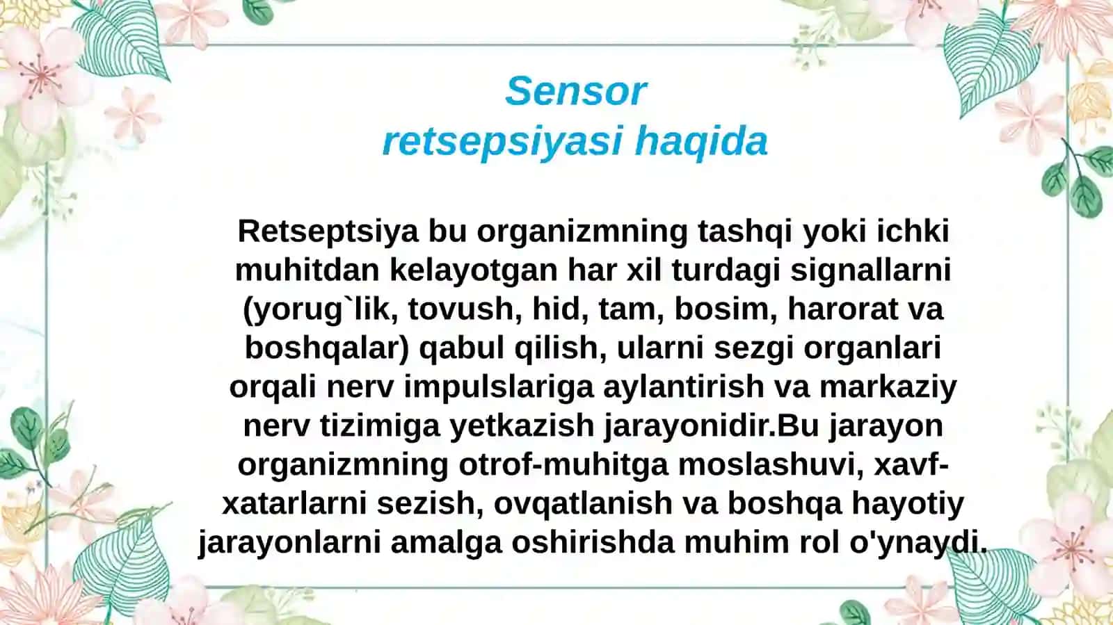 Sensor retsepsiya.Teri analizatori lokazisatsiyasini aniqlash 3