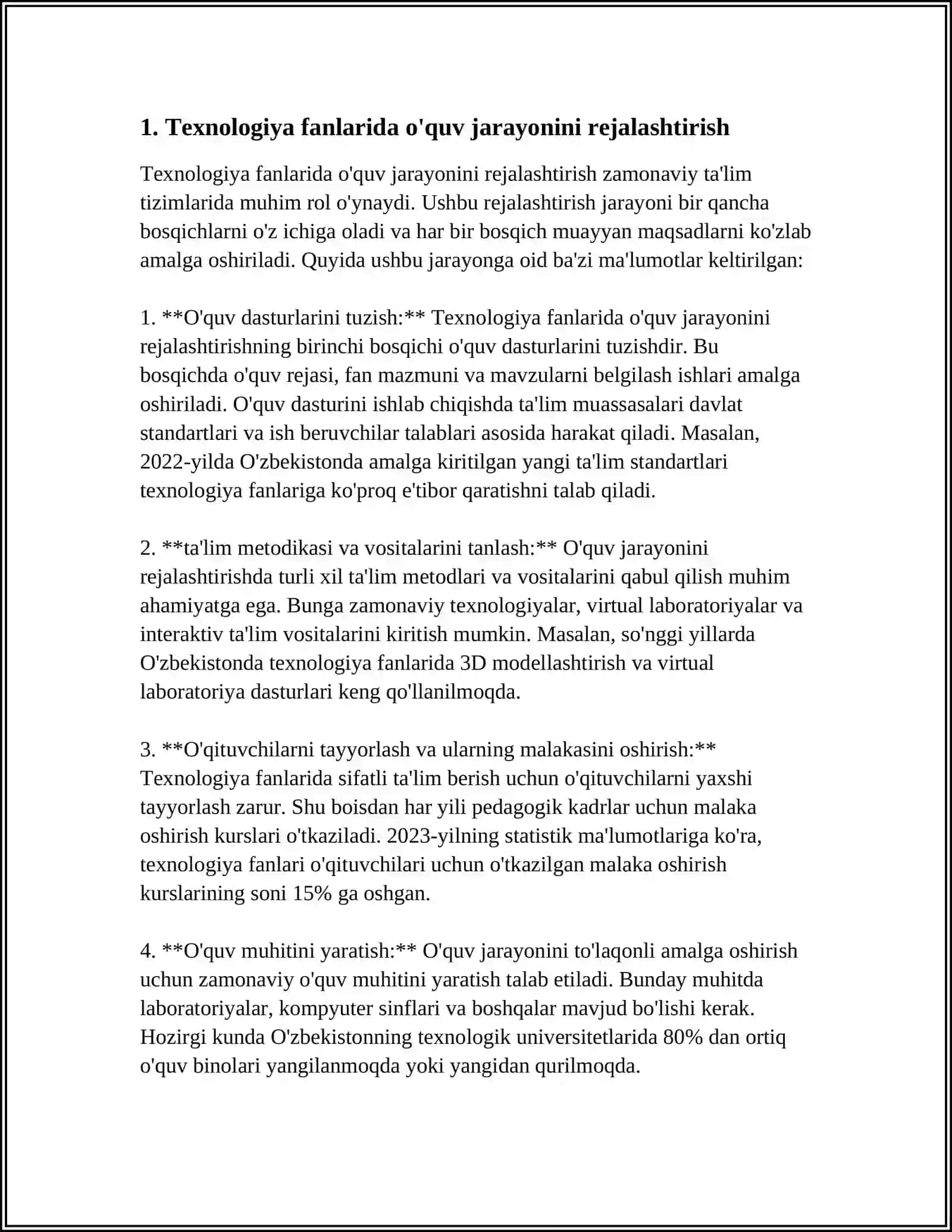 TEXNOLOGIYA DARSLARIDA OʻQUV JARAYONINI TASHKIL ETISH 3