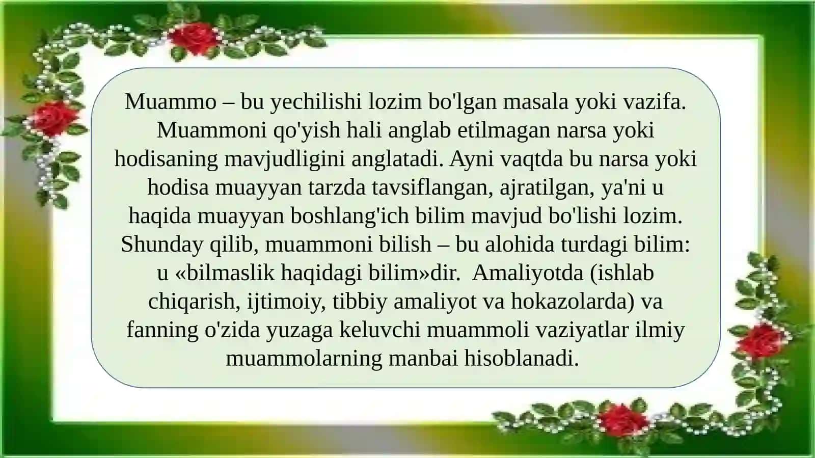 Ilmiy tadqiqot yo‘nalishini tanlash va ilmiy muammo.  tadqiqot olib borish jarayonini tashkil etish 3