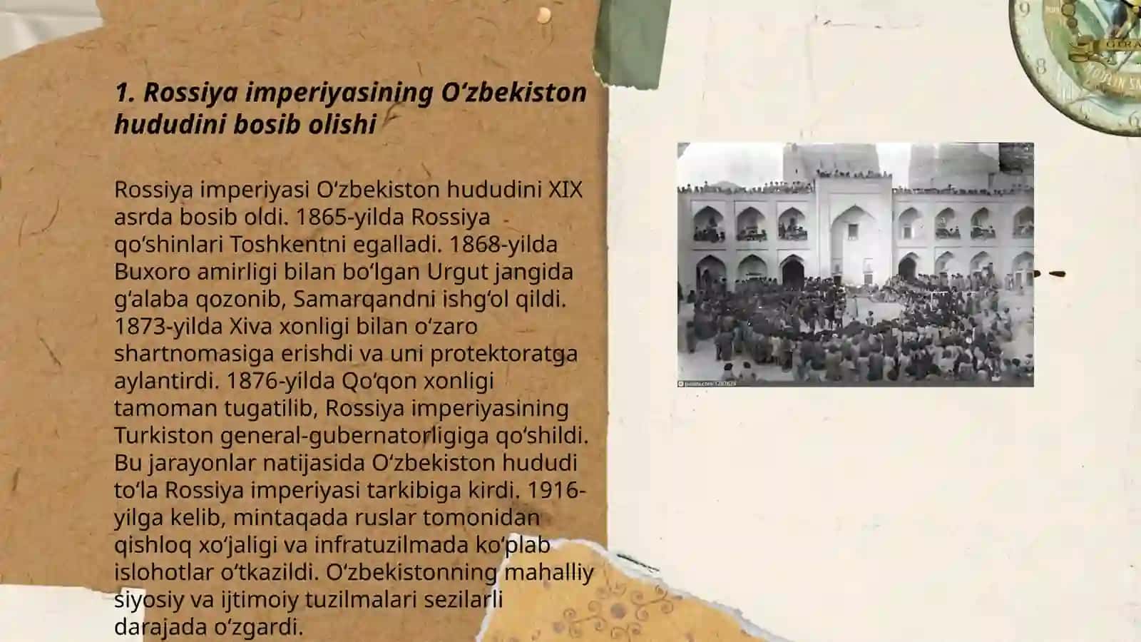 Rossiya imperyasi va sovet hukmronligi davrida o‘lkadagi ijtimoiy-iqtisodiy, siyosiy va ma'naviy jarayonlar 3
