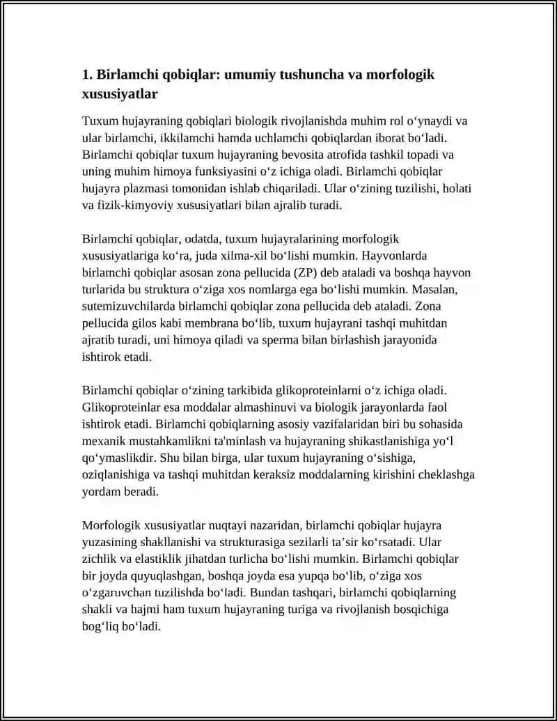 TUXUM HUJAYRASINING QOBIQLARI, ULARNING SHAKLLANISHI (BIRLAMCHI, IKKILAMCH, UCHLAMCH). QOBIQLARNING FUNKTSIONAL AHAMIYATI 3