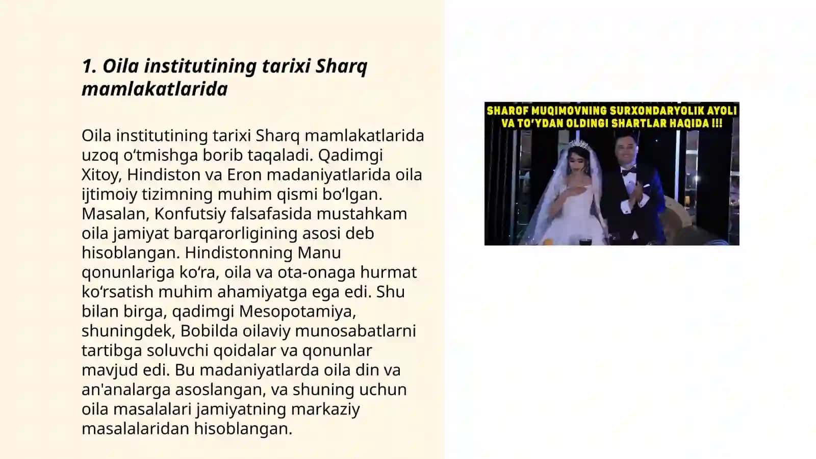 Oila institutining tarixi Sharq mamlakatlarida 3