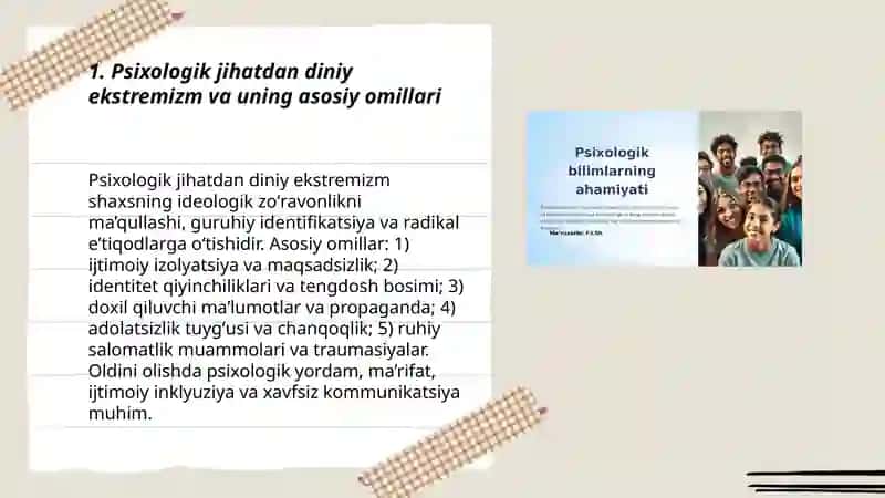 Psixologik diniy va madaniy tahdidlar 3