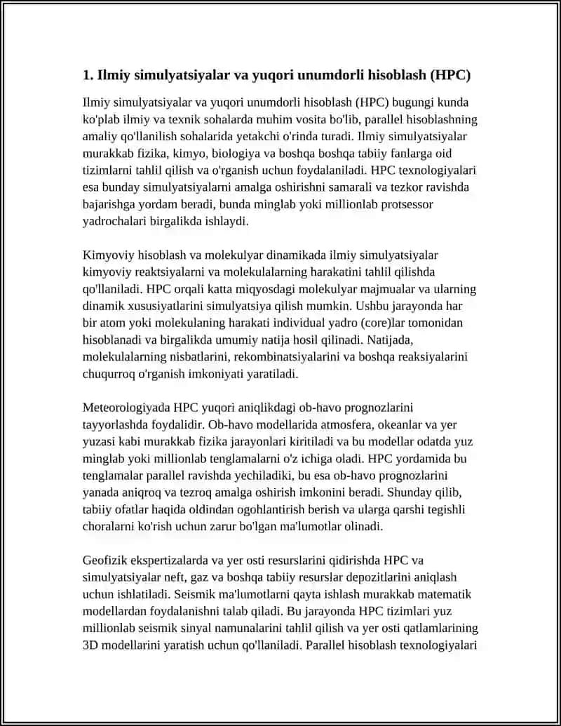 PARALLEL HISOBDA UQORI UNUMDORLI HISOBLOSH (HPC) 3