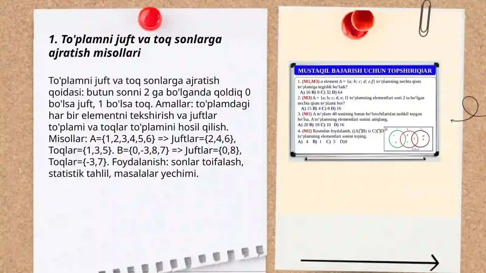 To'plamlarni sinflarga ajratishga oid misollar 3
