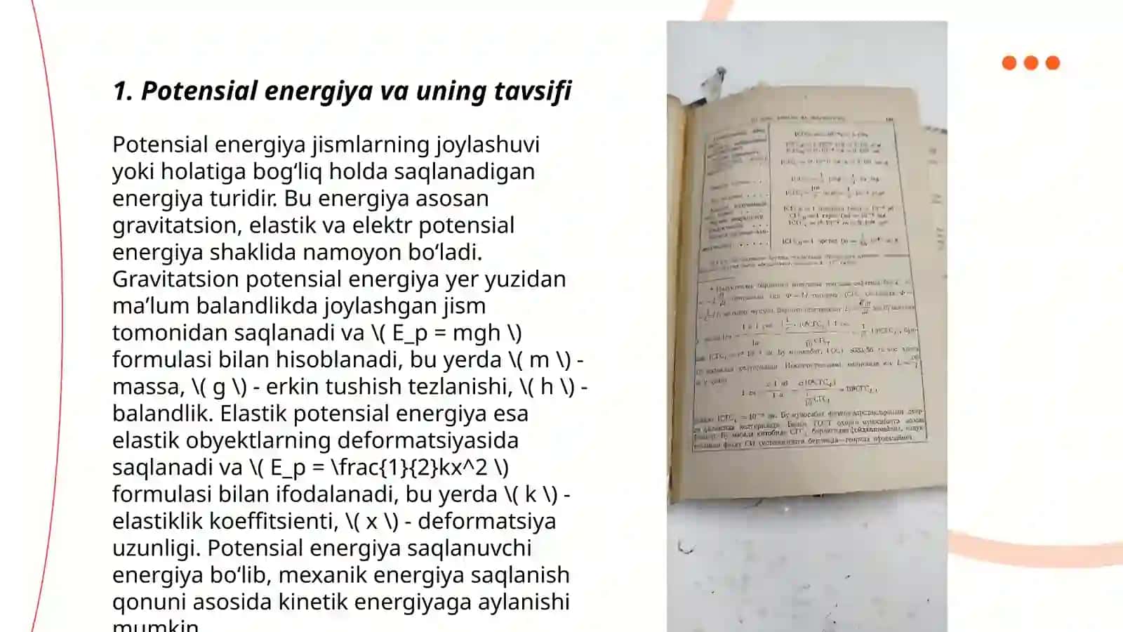 Potensial va kinetik energiyaning taqsimlanishi 3
