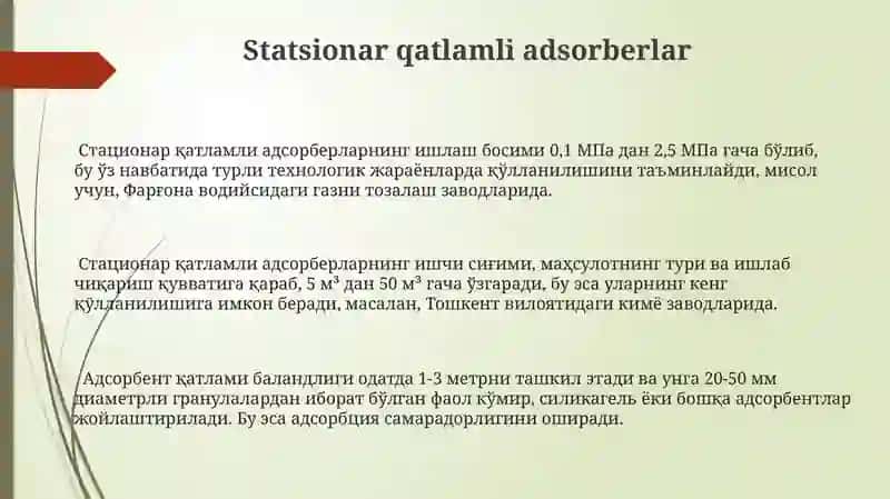 Adsorbsiyajarayoniuchunkimyoviyjihozlar 3