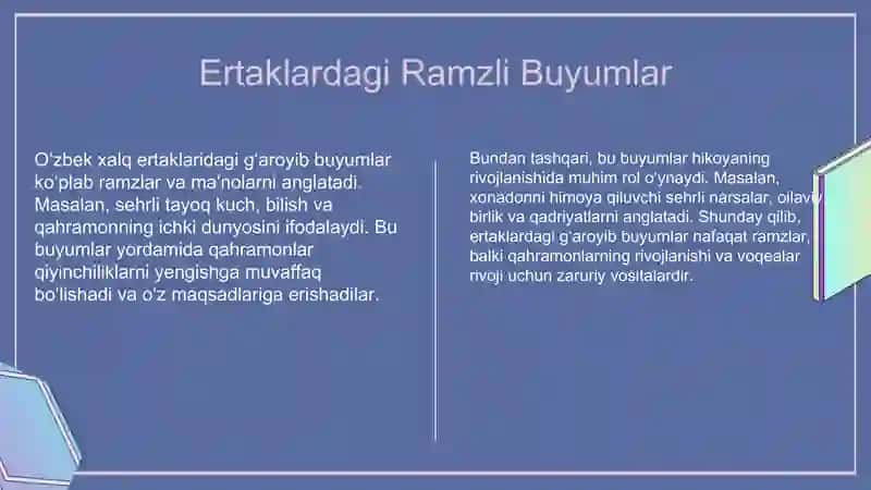 O‘zbek xalq ertaklaridagi g‘aroyib buyumlar va ularning vazifaviy xususiyatlari 3