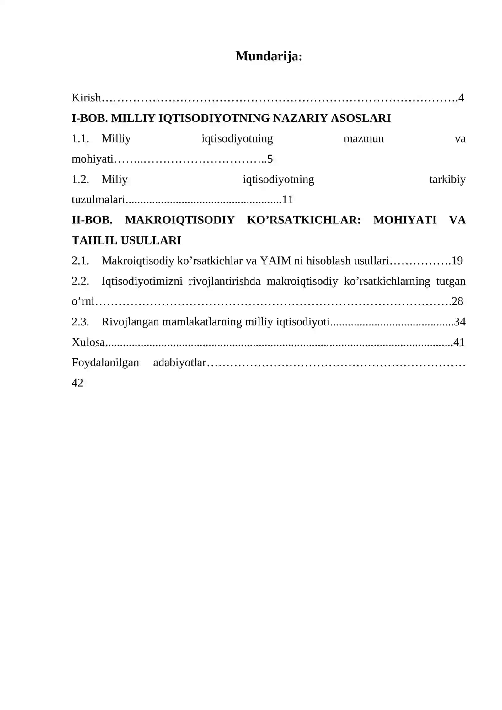 Milliy iqtisodiyot va uning makroiqtisodiy ko’rsatkichlari mavzusi bo'yicha kurs ishi 3