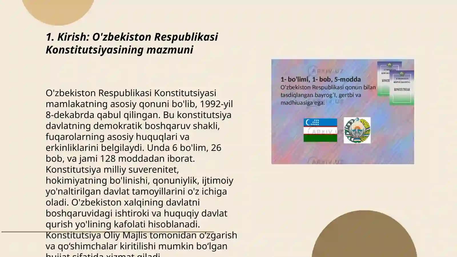 O'zbekiston Respublikasi Konstitutsiyasi – asosiy qonun 3