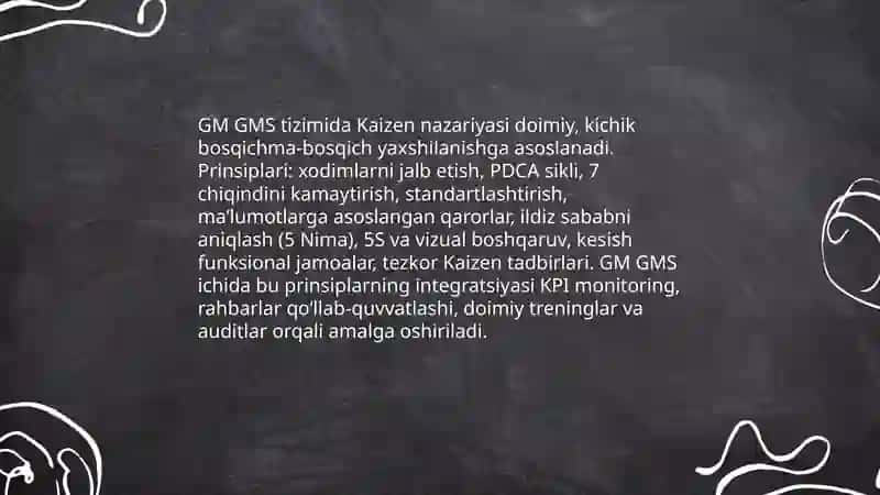 GM GMS tizimida doimiy takomilashtirish (Kaizen) yondashuvi 3