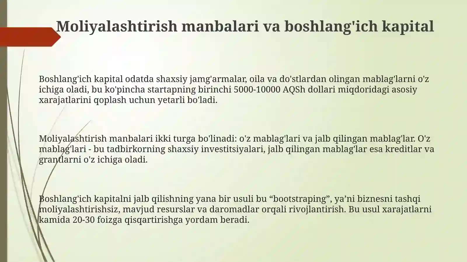 Tadbirkorlik faoliyatini moliyalashtirish 3