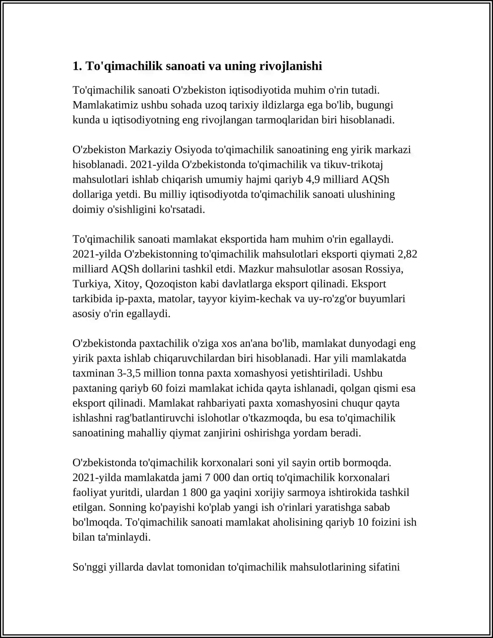 TO'QIMACHILIK IMAGINING ASSORTIMENTLARINI O'RGANISH 3