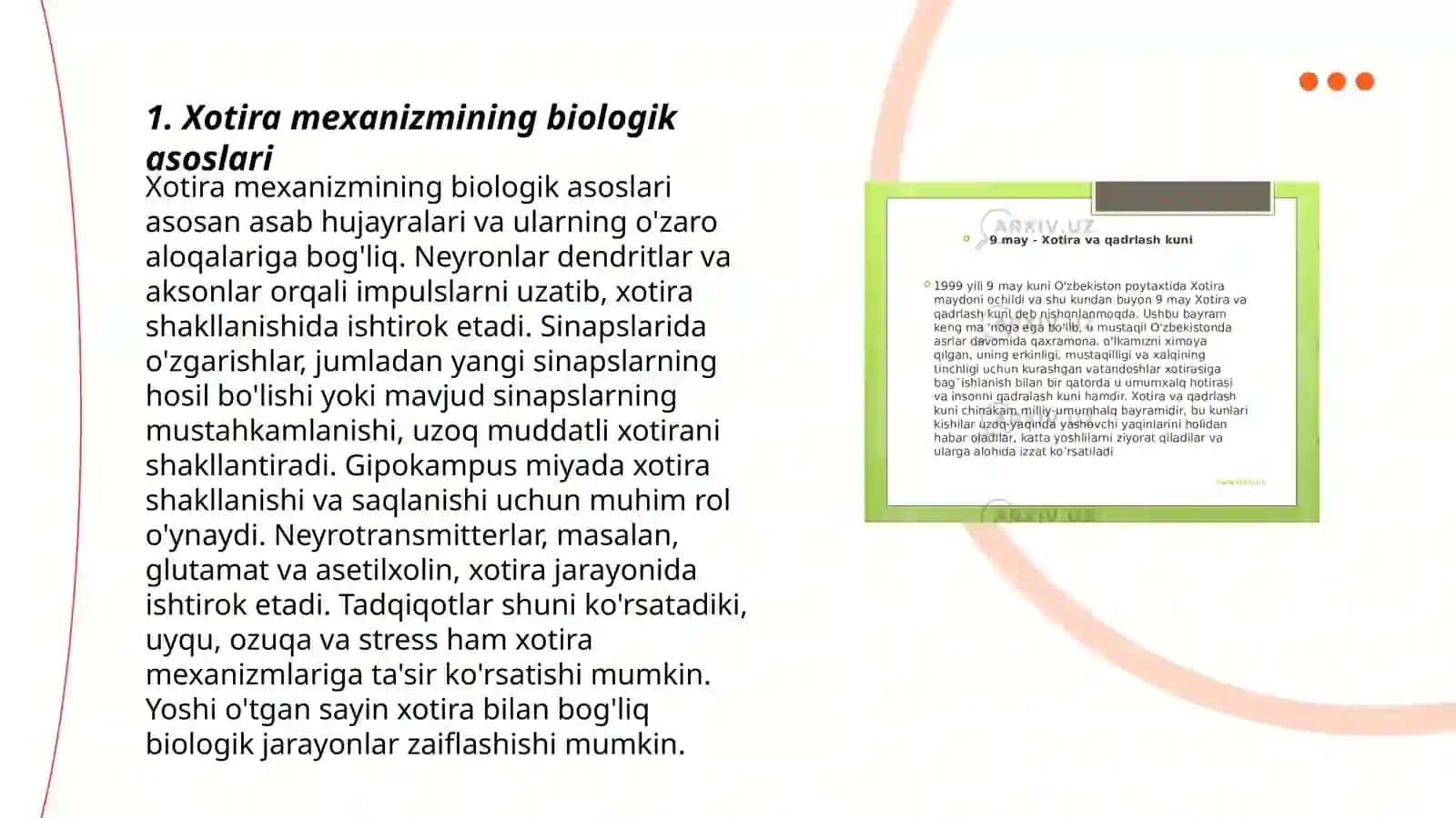 Xotira mexanizmi yoshga oid xususiyatlari 3