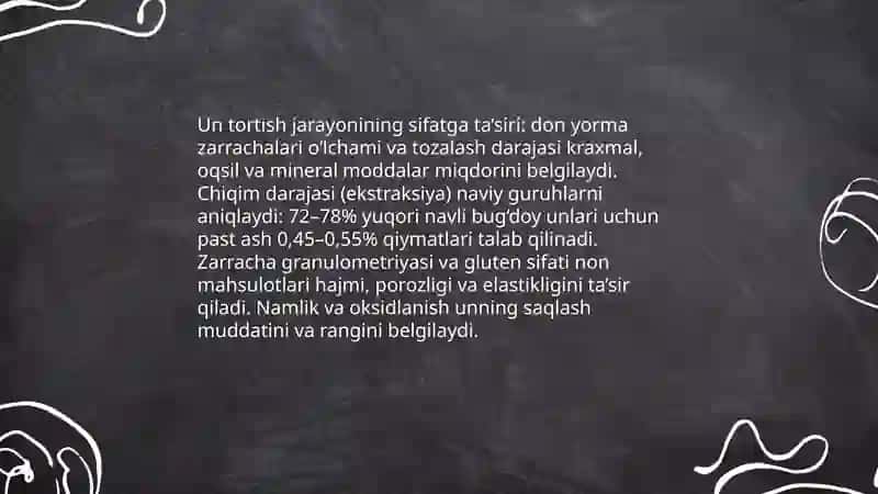 Un tortish jarayonining ro'li va mahsulotlarni navlar bo'yicha shakllantirish 3