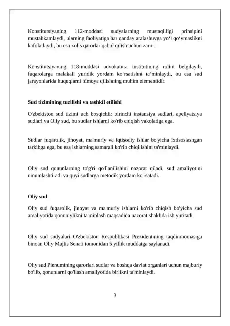 O'zbekiston Respublikasida Sudlov tizimi (Referat) 3