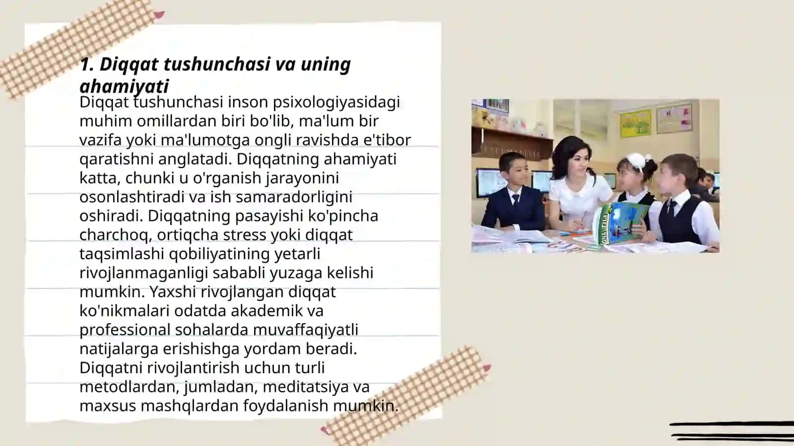 Diqqat va Xotira. Xayol jarayonlari umumiy xususiyatlari 3