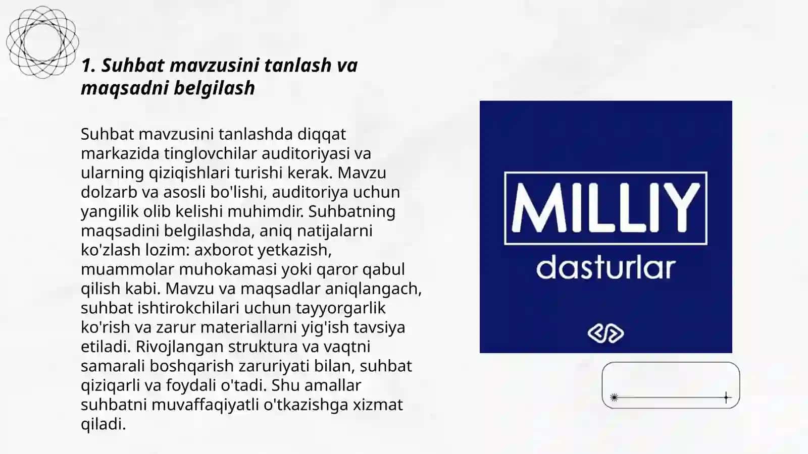 Teleradio dasturlar uchun suhbatlar tayyorlash usullari 3