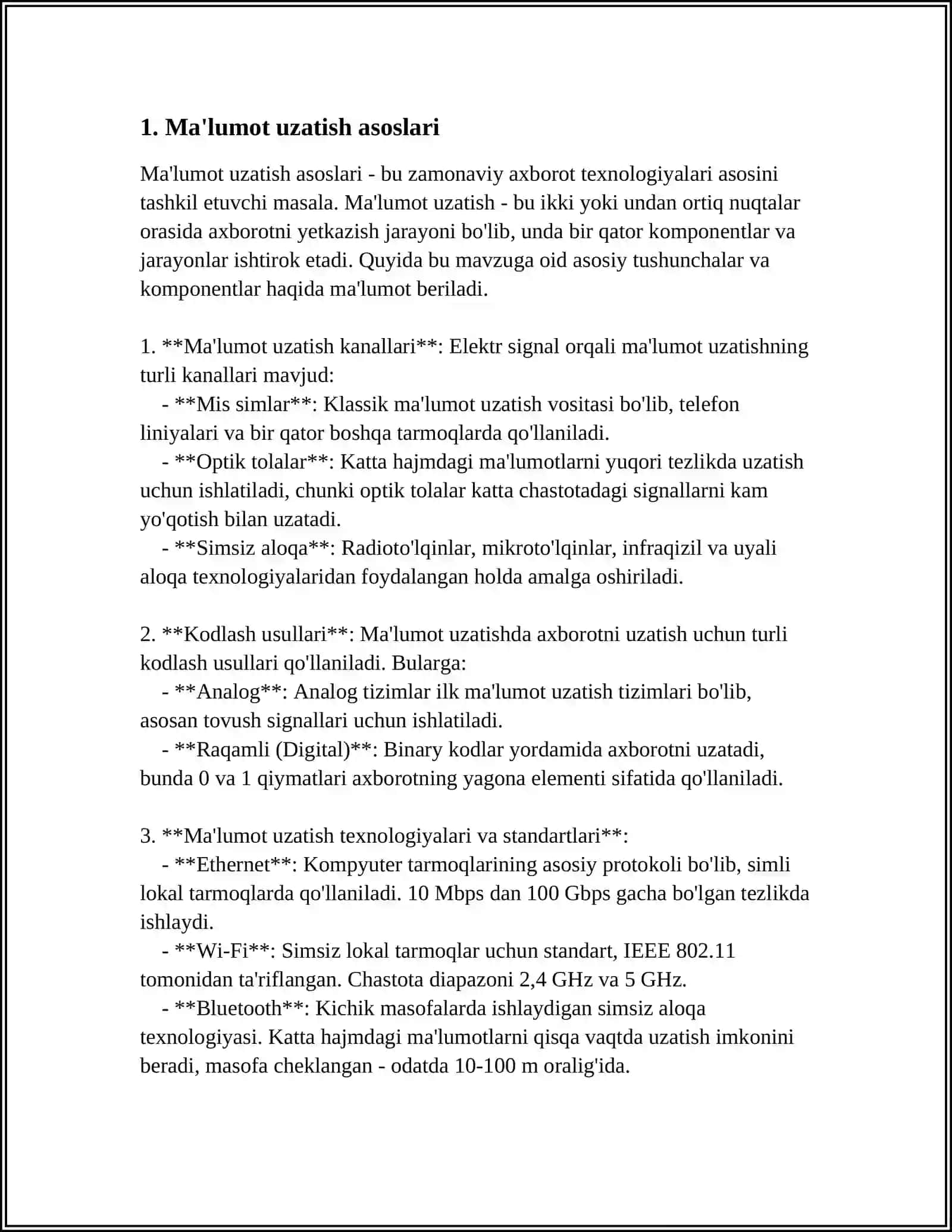 Ma'lumot uzatish asoslari 3